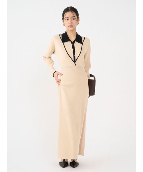 LAGUNAMOON（ラグナムーン）の「ラインディティールナローニットワンピース（ワンピース・レディース・ブラック・SMALL/MEDIUM）」の6枚目の写真