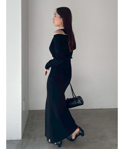 LAGUNAMOON（ラグナムーン）の「ラインディティールナローニットワンピース（ワンピース・レディース・ブラック・SMALL/MEDIUM）」の10枚目の写真