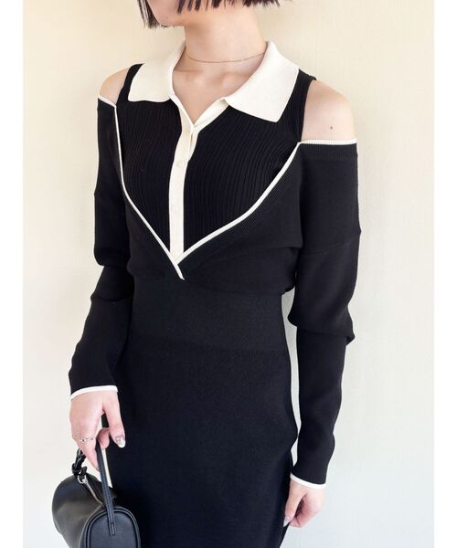 LAGUNAMOON（ラグナムーン）の「ラインディティールナローニットワンピース（ワンピース・レディース・ブラック・SMALL/MEDIUM）」の11枚目の写真