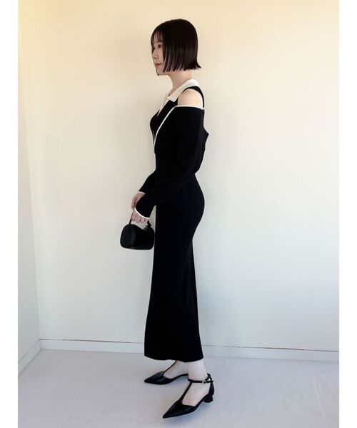 LAGUNAMOON（ラグナムーン）の「ラインディティールナローニットワンピース（ワンピース・レディース・ブラック・SMALL/MEDIUM）」の13枚目の写真