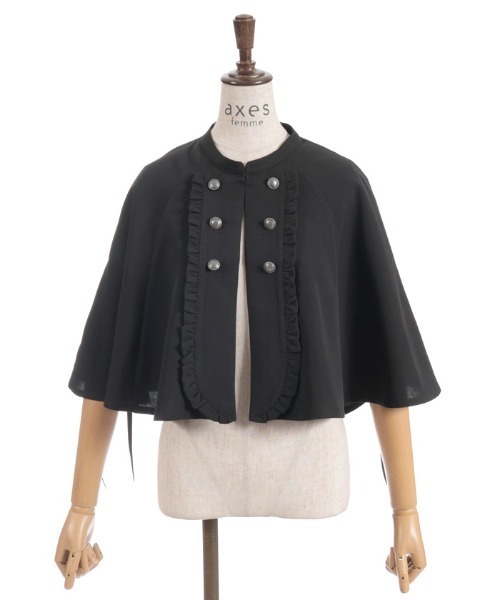 axes femme（アクシーズファム）の「Ｗ釦レースアップケープ（ベスト・レディース・グレー/ブラック/ブルーグリーン・FREE）」の14枚目の写真