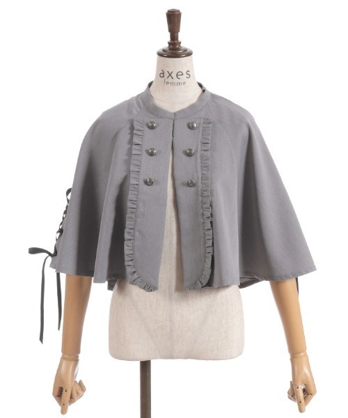 axes femme（アクシーズファム）の「Ｗ釦レースアップケープ（ベスト・レディース・グレー/ブラック/ブルーグリーン・FREE）」の20枚目の写真