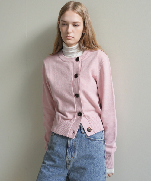 PAUL&ALICE(ポール&アリス)の「UNBALANCED KNIT CARDIGAN / PINK(カーディガン/ボレロ・レディース・ピンク・FREE)」の1枚目の写真