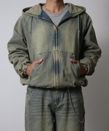 NYLAUS（ナイラス）の「【Nylaus】2026新作 ヘビーウェイト ヴィンテージ デニムジップパーカー デニムパーカー フルジップパーカー（パーカー）」