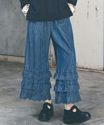 H.A.K（ハク）の「ライトオンスデニムティアードレースワイドパンツ（デニムパンツ）」