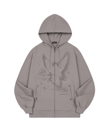 ODD STUDIO（オッドスタジオ）の「エンジェルスタッドオーバーサイズフードジップアップ - ベージュブラウン（パーカー）」