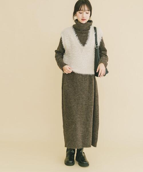 ITEMS URBANRESEARCH（アイテムズ アーバンリサーチ）の「シャギーショートニットベスト（ベスト・レディース・グレー系その他/ネイビー/グレー・FREE）」の6枚目の写真