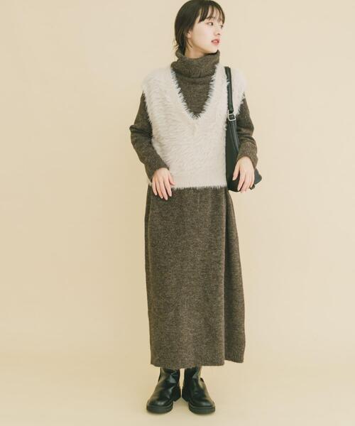 ITEMS URBANRESEARCH（アイテムズ アーバンリサーチ）の「シャギーショートニットベスト（ベスト・レディース・グレー系その他/ネイビー/グレー・FREE）」の7枚目の写真