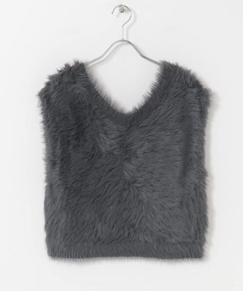 ITEMS URBANRESEARCH（アイテムズ アーバンリサーチ）の「シャギーショートニットベスト（ベスト・レディース・グレー系その他/ネイビー/グレー・FREE）」の10枚目の写真
