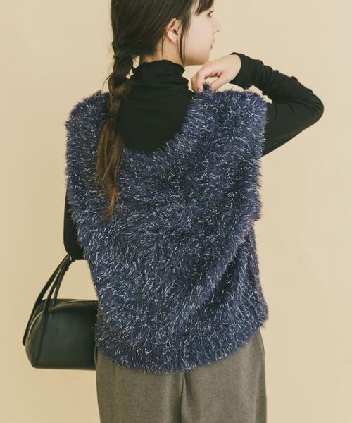 ITEMS URBANRESEARCH（アイテムズ アーバンリサーチ）の「シャギーショートニットベスト（ベスト・レディース・グレー系その他/ネイビー/グレー・FREE）」の14枚目の写真