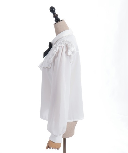 axes femme POETIQUE(アクシーズファムポエティック)の「ブローチ付きヨークフリルブラウス(シャツ/ブラウス・レディース・ブラック/ピンク/ホワイト・MEDIUM)」の8枚目の写真