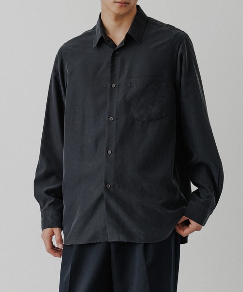 ADAM ET ROPE'（アダムエロペ）の「リラックス ドレープ レーヨン レギュラーカラーシャツ  / ロングシーズン着用可能（シャツ/ブラウス・メンズ・ブラック/ライトグレー/キナリ/ピンク系その他2・M/L）」の18枚目の写真