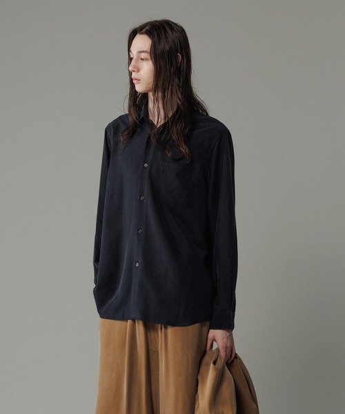 ADAM ET ROPE'（アダムエロペ）の「リラックス ドレープ レーヨン レギュラーカラーシャツ  / ロングシーズン着用可能（シャツ/ブラウス・メンズ・ブラック/ライトグレー/キナリ/ピンク系その他2・M/L）」の14枚目の写真