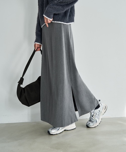 STYLE DELI（スタイルデリ）の「ナローAラインロングスカート（スカート・レディース・グレー/ブラック・01/02）」の2枚目の写真