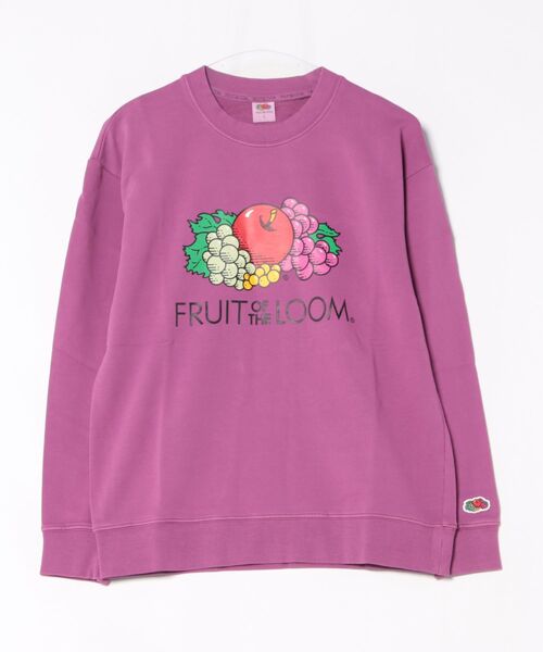 FRUIT OF THE LOOM(フルーツオブザルーム)の「【ST】【FRUIT OF THE LOOM】製品染め プリントトレーナー(スウェット・レディース・イエロー/パープル/ミント/レッド/グリーン・MEDIUM/SMALL/X-LARGE/LARGE)」の1枚目の写真