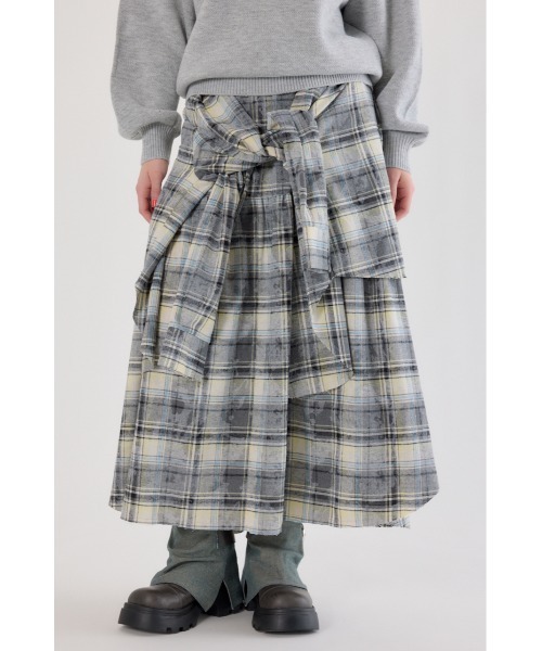 RODEO CROWNS WIDE BOWL(ロデオクラウンズワイドボウル)の「ヴィンテージチェックシャツスカート(スカート・レディース・ブラック系その他/マルチ/ブルー系その他・FREE)」の1枚目の写真