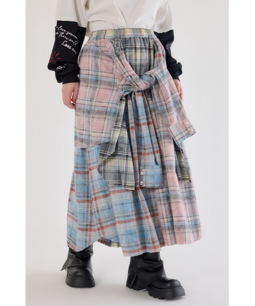 RODEO CROWNS WIDE BOWL(ロデオクラウンズワイドボウル)の「ヴィンテージチェックシャツスカート(スカート・レディース・ブラック系その他/マルチ/ブルー系その他・FREE)」の3枚目の写真