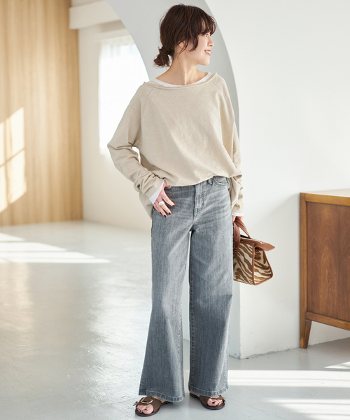 Spick & Span(スピックアンドスパン)の「《WEB限定 / 追加》コットンスラブクルーネックプルオーバー(Tシャツ/カットソー・レディース・ピンク系その他/ベージュ・FREE)」の3枚目の写真