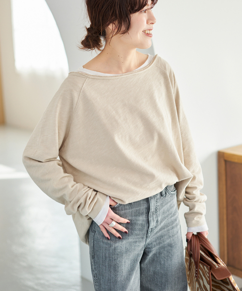 Spick & Span(スピックアンドスパン)の「《WEB限定 / 追加》コットンスラブクルーネックプルオーバー(Tシャツ/カットソー・レディース・ピンク系その他/ベージュ・FREE)」の6枚目の写真