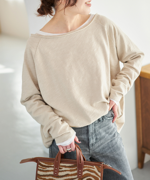Spick & Span(スピックアンドスパン)の「《WEB限定 / 追加》コットンスラブクルーネックプルオーバー(Tシャツ/カットソー・レディース・ピンク系その他/ベージュ・FREE)」の7枚目の写真