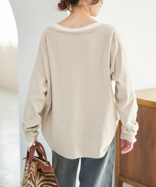 Spick & Span(スピックアンドスパン)の「《WEB限定 / 追加》コットンスラブクルーネックプルオーバー(Tシャツ/カットソー・レディース・ピンク系その他/ベージュ・FREE)」の9枚目の写真