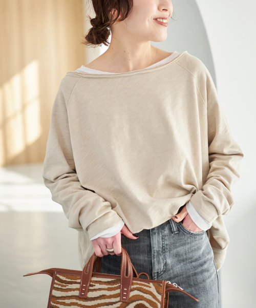 Spick & Span(スピックアンドスパン)の「《WEB限定 / 追加》コットンスラブクルーネックプルオーバー(Tシャツ/カットソー・レディース・ピンク系その他/ベージュ・FREE)」の12枚目の写真