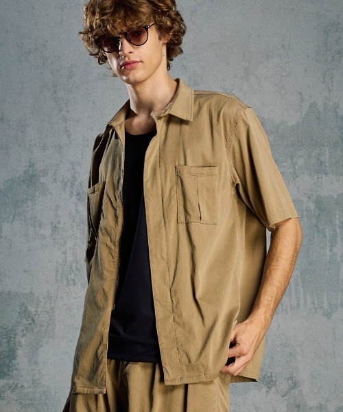 mhs2506- front-zip shirt H-S ハーフスリーブジップシャツ(4906 cu01i)