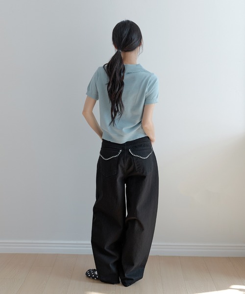 UNE MANSION（ユヌマンション）の「【2026SS新作アイテム】【UNE ORIGINAL】ラブリーバックポケット刺繍バルーンコットンチノパンツ（チノパンツ・レディース・ベージュ/ブラック・SMALL/MEDIUM/LARGE）」の14枚目の写真