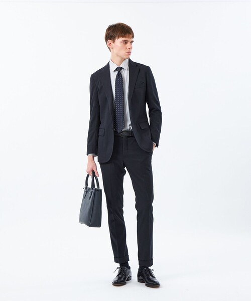 MACKINTOSH PHILOSOPHY(マッキントッシュ フィロソフィー)の「トロッター エクストラソリッドトラウザーズ【ドレスエクステンション】 ウール調ドビー(スラックス・メンズ・ネイビー/チャコールグレー・40/42/38)」の4枚目の写真