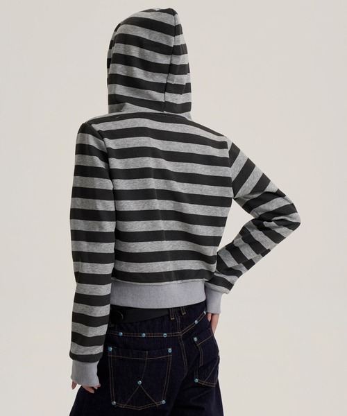 mushwear（マッシュウェア）の「ボーダー ジップアップ ショートパーカー（パーカー・メンズ・レッド/ブラック・LARGE/MEDIUM/SMALL）」の7枚目の写真
