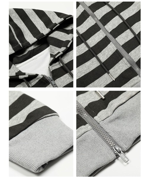 mushwear（マッシュウェア）の「ボーダー ジップアップ ショートパーカー（パーカー・メンズ・レッド/ブラック・LARGE/MEDIUM/SMALL）」の8枚目の写真