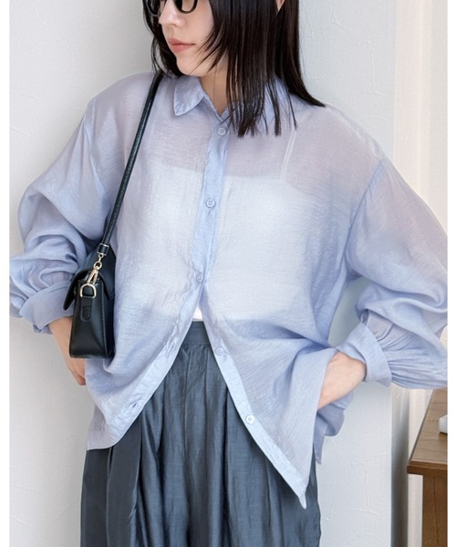 reca（レカ）の「シアーポプリンボリュームスリーブシャツ（シャツ/ブラウス・レディース・アイボリー/ブラック/オリーブ/サックスブルー/ブラウン/ミント・M）」の6枚目の写真