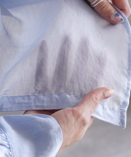 reca（レカ）の「シアーポプリンボリュームスリーブシャツ（シャツ/ブラウス・レディース・アイボリー/ブラック/オリーブ/サックスブルー/ブラウン/ミント・M）」の9枚目の写真