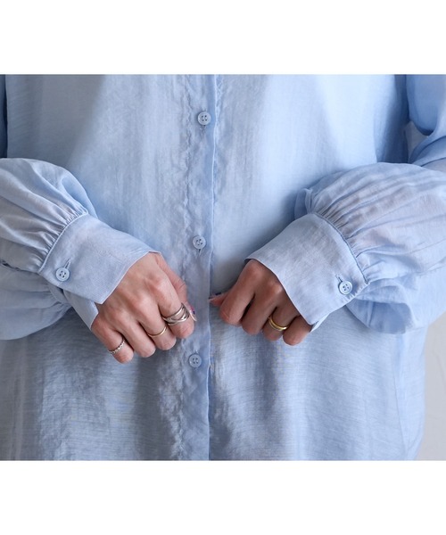 reca（レカ）の「シアーポプリンボリュームスリーブシャツ（シャツ/ブラウス・レディース・アイボリー/ブラック/オリーブ/サックスブルー/ブラウン/ミント・M）」の19枚目の写真