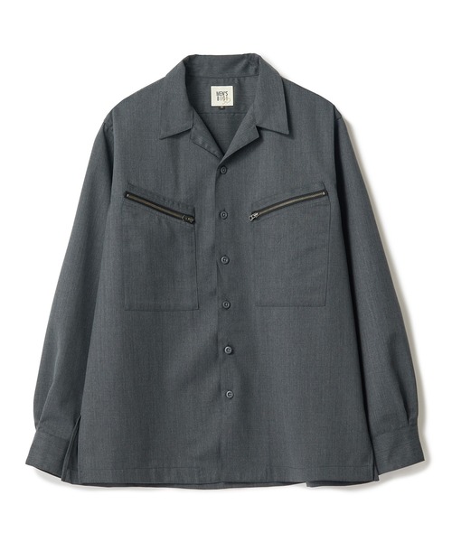 MEN'S BIGI（メンズビギ）の「ウールツイル オープンカラーワークシャツ（シャツ/ブラウス・メンズ・ブラウン/グレー/ブラック・01/02/03）」の3枚目の写真