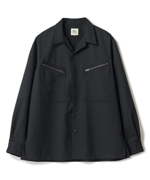 MEN'S BIGI（メンズビギ）の「ウールツイル オープンカラーワークシャツ（シャツ/ブラウス・メンズ・ブラウン/グレー/ブラック・01/02/03）」の2枚目の写真