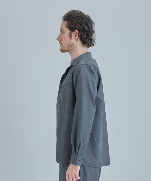 MEN'S BIGI（メンズビギ）の「ウールツイル オープンカラーワークシャツ（シャツ/ブラウス・メンズ・ブラウン/グレー/ブラック・01/02/03）」の5枚目の写真