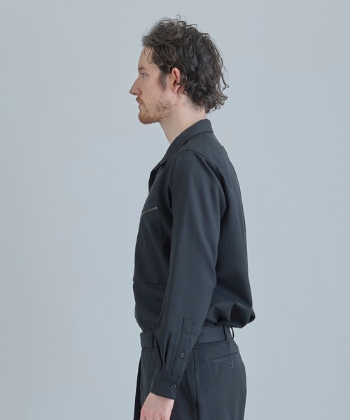 MEN'S BIGI（メンズビギ）の「ウールツイル オープンカラーワークシャツ（シャツ/ブラウス・メンズ・ブラウン/グレー/ブラック・01/02/03）」の9枚目の写真