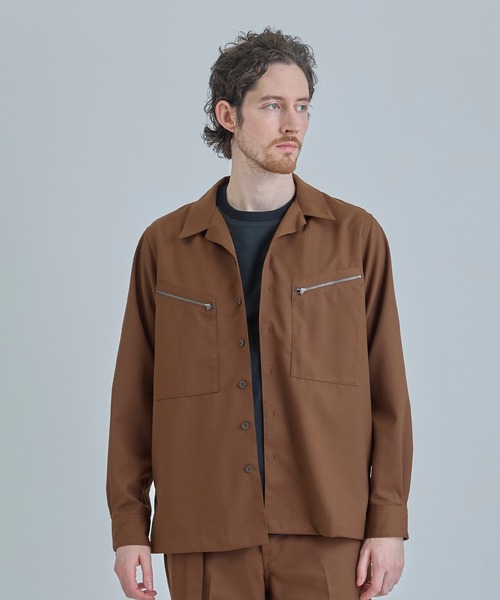 MEN'S BIGI（メンズビギ）の「ウールツイル オープンカラーワークシャツ（シャツ/ブラウス・メンズ・ブラウン/グレー/ブラック・01/02/03）」の7枚目の写真