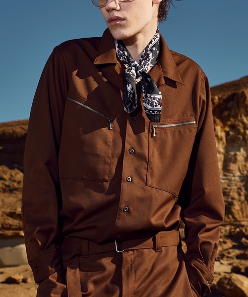 MEN'S BIGI(メンズビギ)の「ウールツイル オープンカラーワークシャツ(シャツ/ブラウス・メンズ・ブラック/グレー/ブラウン・01/03/02)」の6枚目の写真