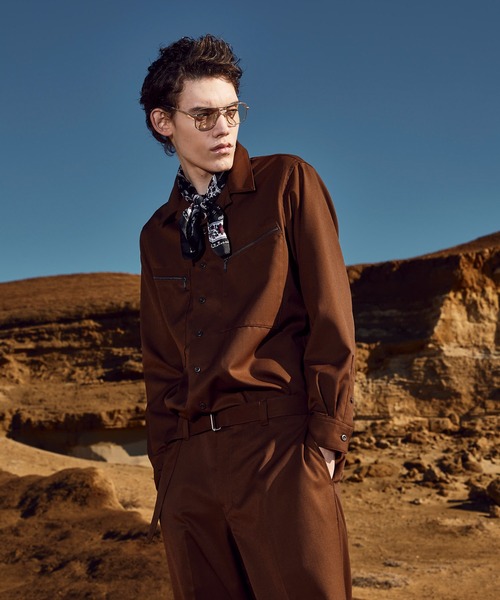 MEN'S BIGI(メンズビギ)の「ウールツイル オープンカラーワークシャツ(シャツ/ブラウス・メンズ・ブラック/グレー/ブラウン・01/03/02)」の4枚目の写真