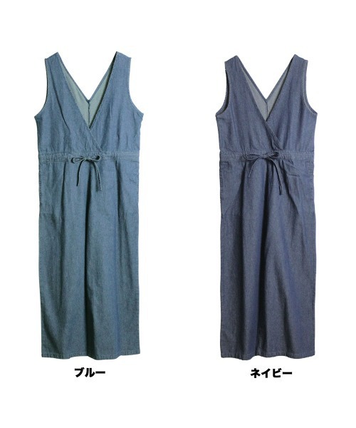 aity(アイティ)の「M-4L 深Vネック デニムコンビネゾン(サロペット/オーバーオール・レディース・ブルー/ネイビー・4L/3L/LL/L/M)」の13枚目の写真