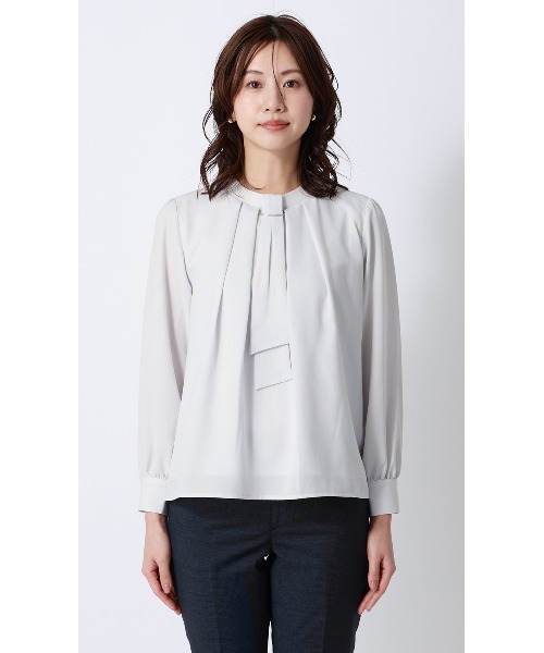 AOYAMA(アオヤマ)の「4WAYボウタイブラウス|通勤&オフィス&入卒&セレモニー&オケージョン|(シャツ/ブラウス・レディース・ブラウン系/ライトベージュ/ネイビー/ライトグレー/ホワイト・S/LL/L/M)」の17枚目の写真