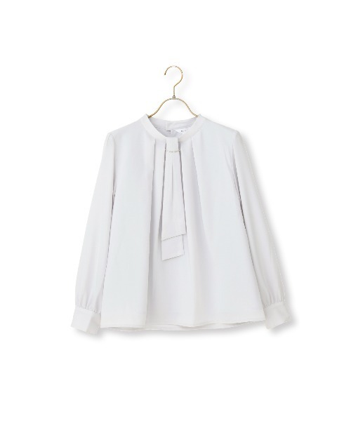 AOYAMA(アオヤマ)の「4WAYボウタイブラウス|通勤&オフィス&入卒&セレモニー&オケージョン|(シャツ/ブラウス・レディース・ブラウン系/ライトベージュ/ネイビー/ライトグレー/ホワイト・S/LL/L/M)」の20枚目の写真