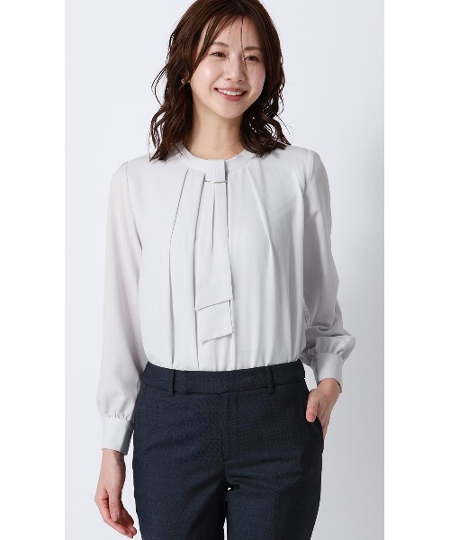 AOYAMA(アオヤマ)の「4WAYボウタイブラウス|通勤&オフィス&入卒&セレモニー&オケージョン|(シャツ/ブラウス・レディース・ブラウン系/ライトベージュ/ネイビー/ライトグレー/ホワイト・S/LL/L/M)」の15枚目の写真