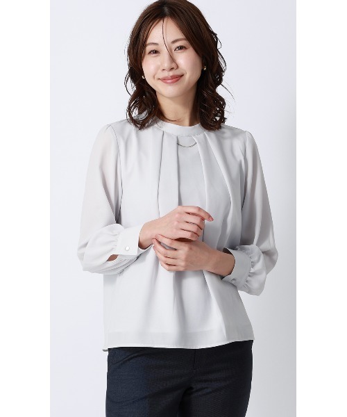 AOYAMA(アオヤマ)の「4WAYボウタイブラウス|通勤&オフィス&入卒&セレモニー&オケージョン|(シャツ/ブラウス・レディース・ブラウン系/ライトベージュ/ネイビー/ライトグレー/ホワイト・S/LL/L/M)」の16枚目の写真