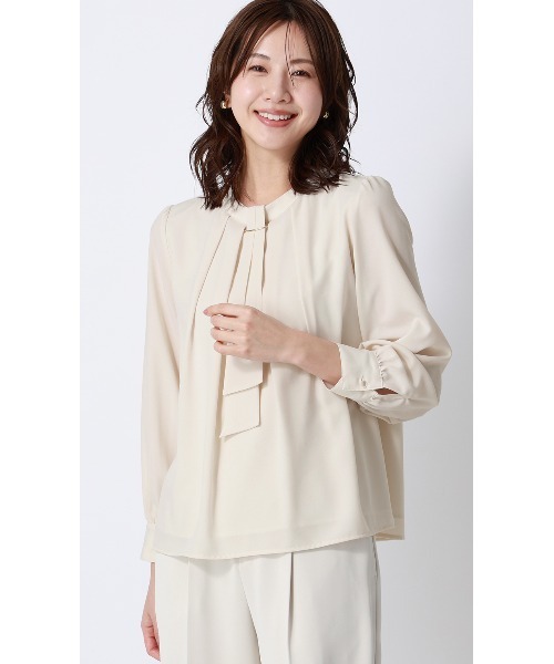 AOYAMA(アオヤマ)の「4WAYボウタイブラウス|通勤&オフィス&入卒&セレモニー&オケージョン|(シャツ/ブラウス・レディース・ブラウン系/ライトベージュ/ネイビー/ライトグレー/ホワイト・S/LL/L/M)」の21枚目の写真