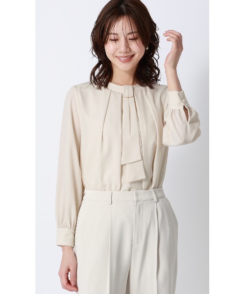 AOYAMA(アオヤマ)の「4WAYボウタイブラウス|通勤&オフィス&入卒&セレモニー&オケージョン|(シャツ/ブラウス・レディース・ブラウン系/ライトベージュ/ネイビー/ライトグレー/ホワイト・S/LL/L/M)」の22枚目の写真