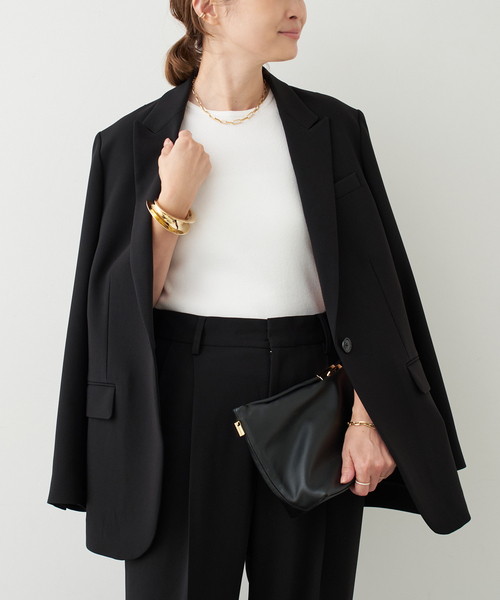 Deuxieme Classe(ドゥーズィエムクラス)の「トリアセジョーゼット ジャケット(テーラードジャケット・レディース・ブラック・36/38)」の2枚目の写真