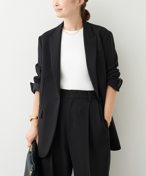 Deuxieme Classe(ドゥーズィエムクラス)の「トリアセジョーゼット ジャケット(テーラードジャケット・レディース・ブラック・36/38)」の3枚目の写真